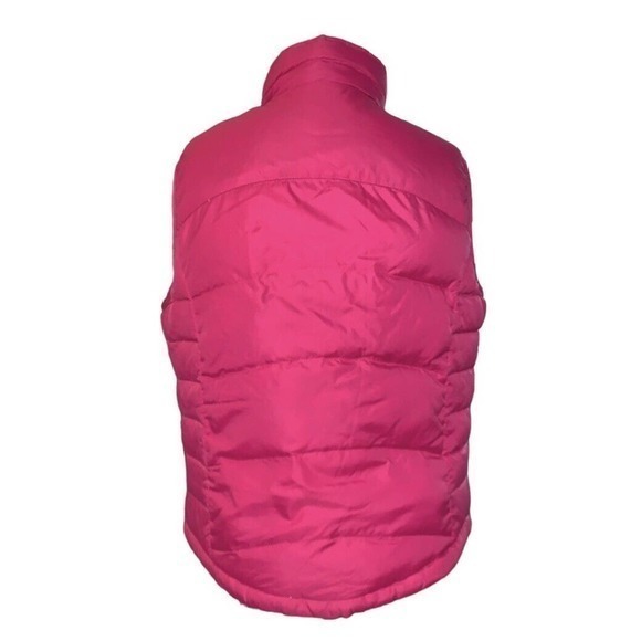 L.L. Bean Womens M Pink Grey Puffer Vest Full Zip Goose Down Pockets Reversible - Picture 3 of 10